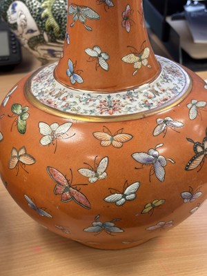 Lot 131 - A PAIR OF CHINESE FAMILLE ROSE 'BUTTERFLY' VASES