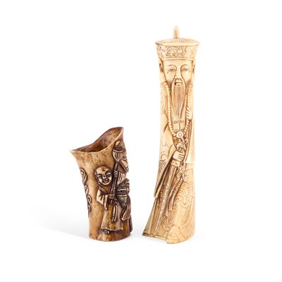 Lot 65 - TWO CHINESE BONE CARVINGS