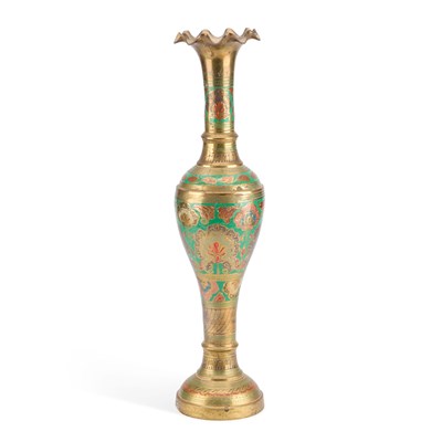 Lot 171 - A LARGE EASTERN ENAMELLED BRASS VASE
