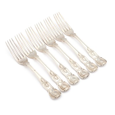 Lot 430 - A SET OF SIX GEORGE IV SILVER DESSERT FORKS