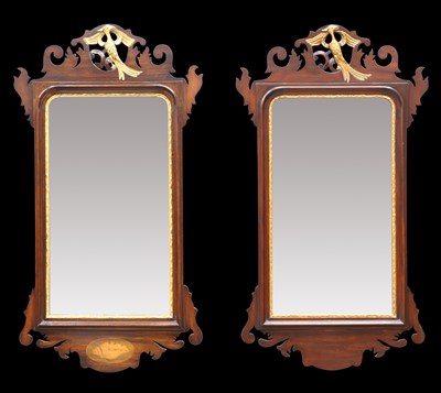 Lot 537 - TWO GEORGIAN STYLE FRETWORK MIRRORS
