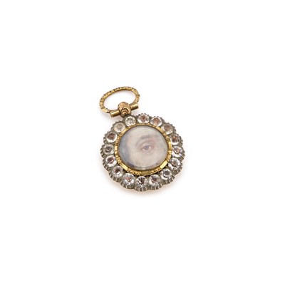 Lot 581 - A GEORGIAN LOVER'S EYE PORTRAIT MINIATURE FAUSSE MONTRE PENDANT