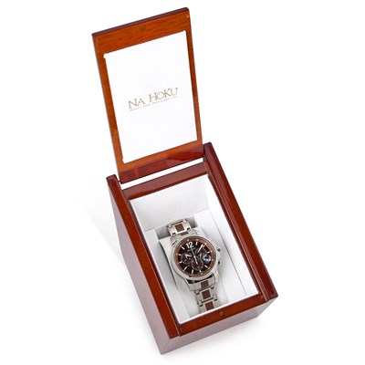 Lot 820 - A GENTS STEEL NA HOKU CHRONOGRAPH BRACELET WATCH