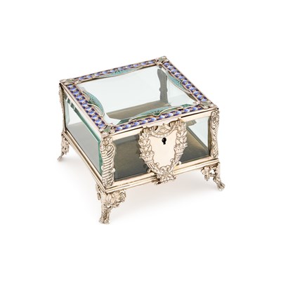 Lot 143 - A FINE ENAMEL AND GLASS CASKET