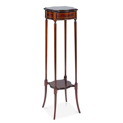 Lot 1102 - AN EDWARDIAN INLAID MAHOGANY PLANT STAND