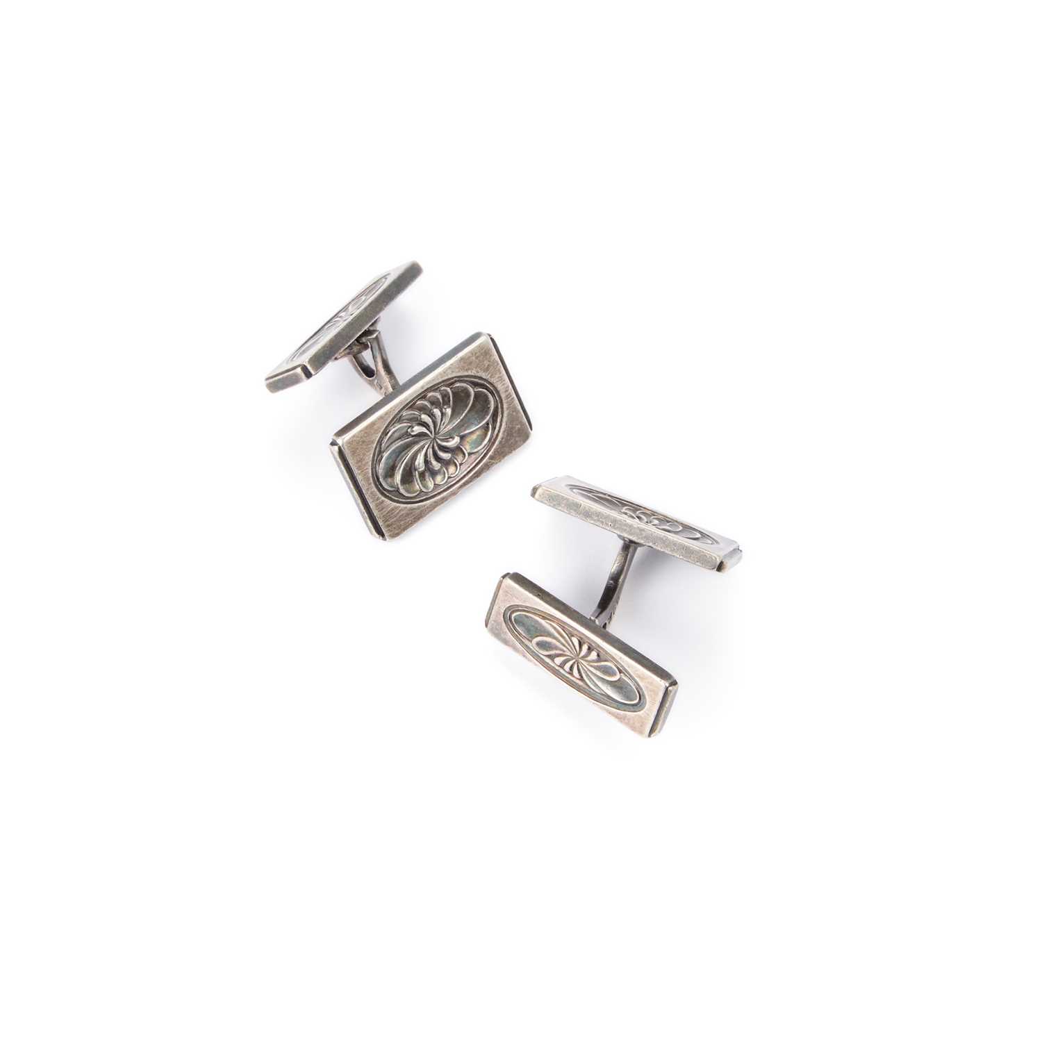 Lot 667 - GEORG JENSEN, A PAIR OF DANISH SILVER CUFFLINKS