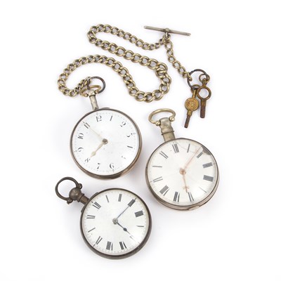 Lot 652 - THREE GEORGIAN SILVER PAIR CASED POCKET WATCHES