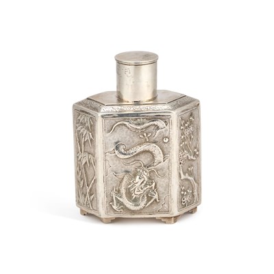 Lot 82 - A CHINESE SILVER TEA CADDY