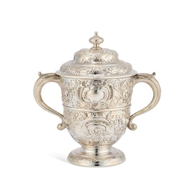 Lot 173 - A VICTORIAN SILVER TWO-HANDLED CUP AND COVER