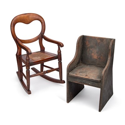 Lot 272 - A VICTORIAN BEECH CHILD'S ROCKING CHAIR
