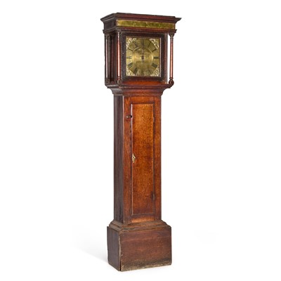 Lot 265 - AN 18TH CENTURY OAK THIRTY-HOUR LONGCASE CLOCK