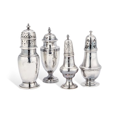Lot 304 - FOUR 20TH CENTURY SILVER SUGAR CASTERS