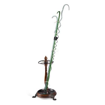 Lot 455 - A PERIOD STYLE BRASS-MOUNTED WALNUT STICKSTAND