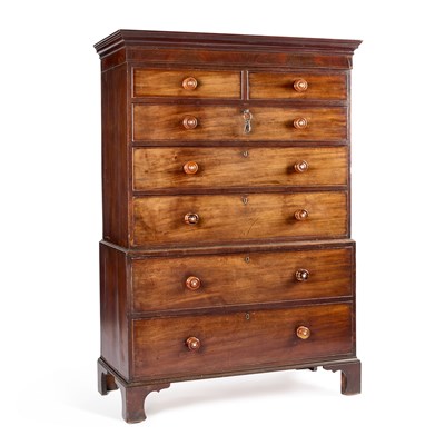 Lot 386 - A GEORGE III MAHOGANY CHEST ON CHEST