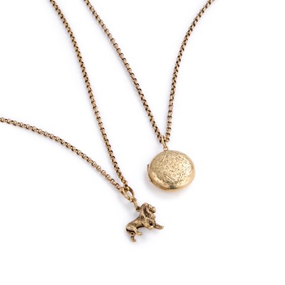 Lot 960 - TWO 9 CARAT GOLD PENDANTS ON CHAINS