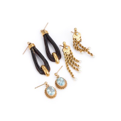 Lot 859 - THREE PAIRS OF EARRINGS
