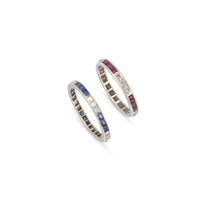 Lot 1019 - A MATCHED PAIR OF ETERNITY RINGS