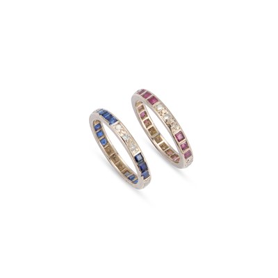 Lot 1029 - A MATCHED PAIR OF ETERNITY RINGS