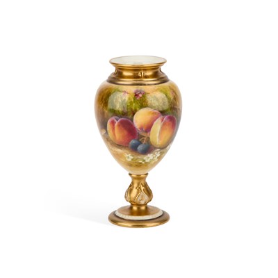Lot 159 - A ROYAL WORCESTER FRUIT PAINTED VASE