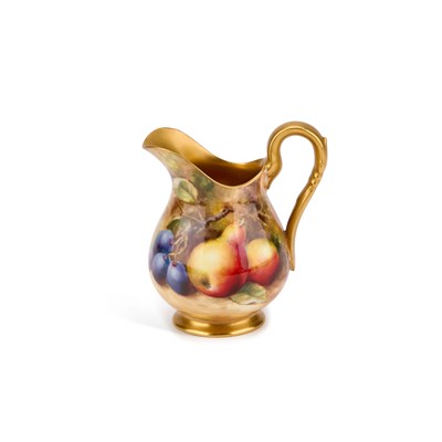 Lot 125 - A ROYAL WORCESTER FRUIT PAINTED CREAM JUG