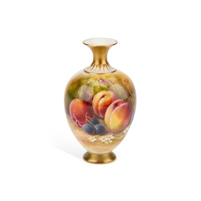 Lot 172 - A ROYAL WORCESTER FRUIT PAINTED VASE