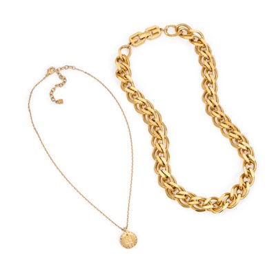 Lot 829 - GIVENCHY, TWO GOLD TONE NECKLACES