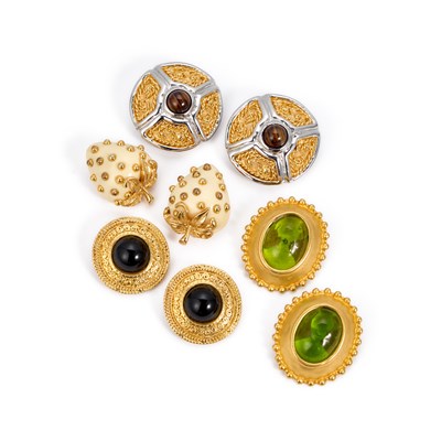 Lot 830 - FOUR PAIRS OF DESIGNER COSTUME JEWELLERY EARRINGS