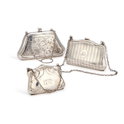 Lot 635 - THREE EARLY 20TH CENTURY SILVER PURSES