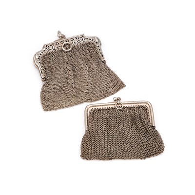 Lot 553 - TWO CONTINENTAL SILVER MESH PURSES