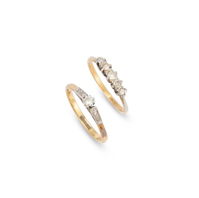 Lot 1034 - TWO DIAMOND RINGS