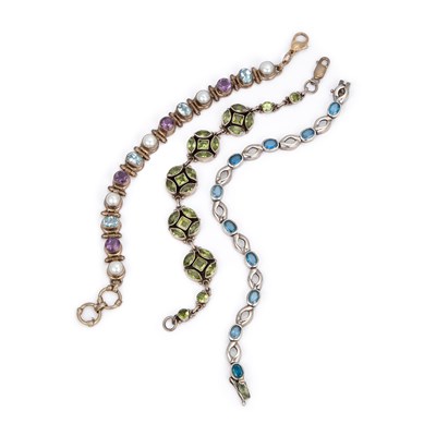 Lot 850 - THREE GEM-SET BRACELETS