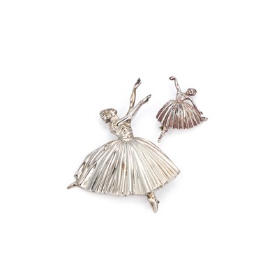 Lot 846 - FREDERICK MASSINGHAM, A SILVER BALLERINA BROOCH AND ANOTHER
