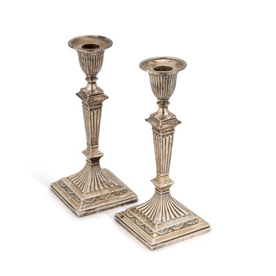 Lot 711 - A PAIR OF VICTORIAN SILVER CANDLESTICKS