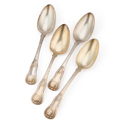 Lot 581 - A SET OF FOUR GEORGE IV SCOTTISH SILVER TABLESPOONS