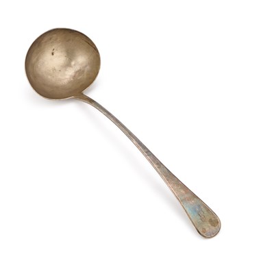 Lot 760 - A GEORGE III SILVER SOUP LADLE