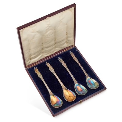 Lot 708 - A SET OF FOUR VICTORIAN SILVER APOSTLE SPOONS