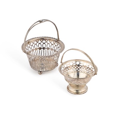 Lot 696 - A VICTORIAN SILVER SWING-HANDLE BASKET