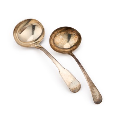 Lot 763 - TWO GEORGIAN SILVER SAUCE LADLES