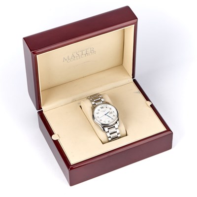 Lot 816 - A GENTS STEEL LONGINES MASTER COLLECTION BIG DATE BRACELET WATCH