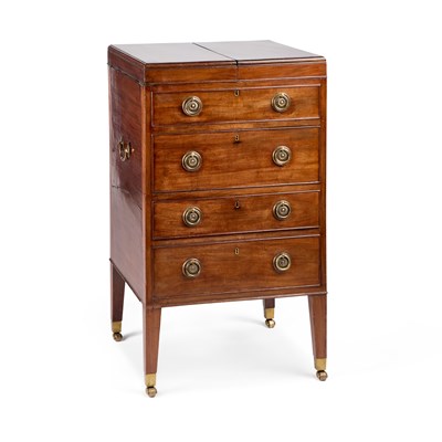 Lot 396 - A GEORGE III MAHOGANY GENTLEMAN'S DRESSING CHEST