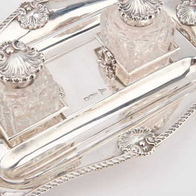 Lot 737 - A VICTORIAN SILVER INKSTAND