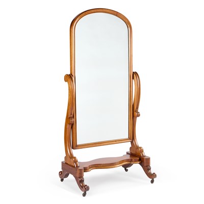 Lot 426 - A VICTORIAN MAHOGANY CHEVAL MIRROR