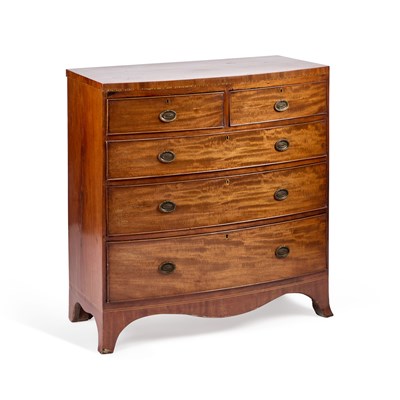 Lot 411 - A REGENCY MAHOGANY BOW-FRONT CHEST OF DRAWERS