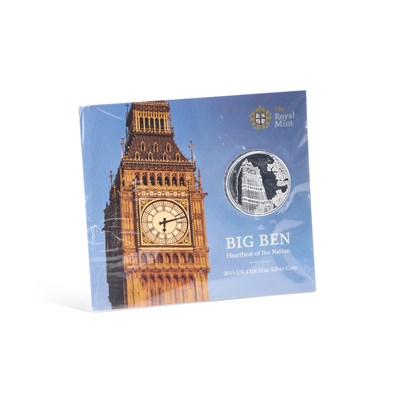 Lot 48 - AN UNCIRCULATED ROYAL MINT BIG BEN 2015 UK £100 FINE SILVER COIN