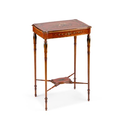 Lot 381 - AN EDWARDIAN PAINTED SATINWOOD OCCASIONAL TABLE