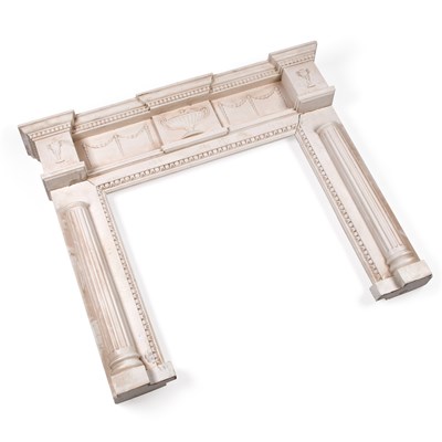 Lot 405 - A GEORGIAN STYLE PAINTED COMPOSITION FIRE SURROUND