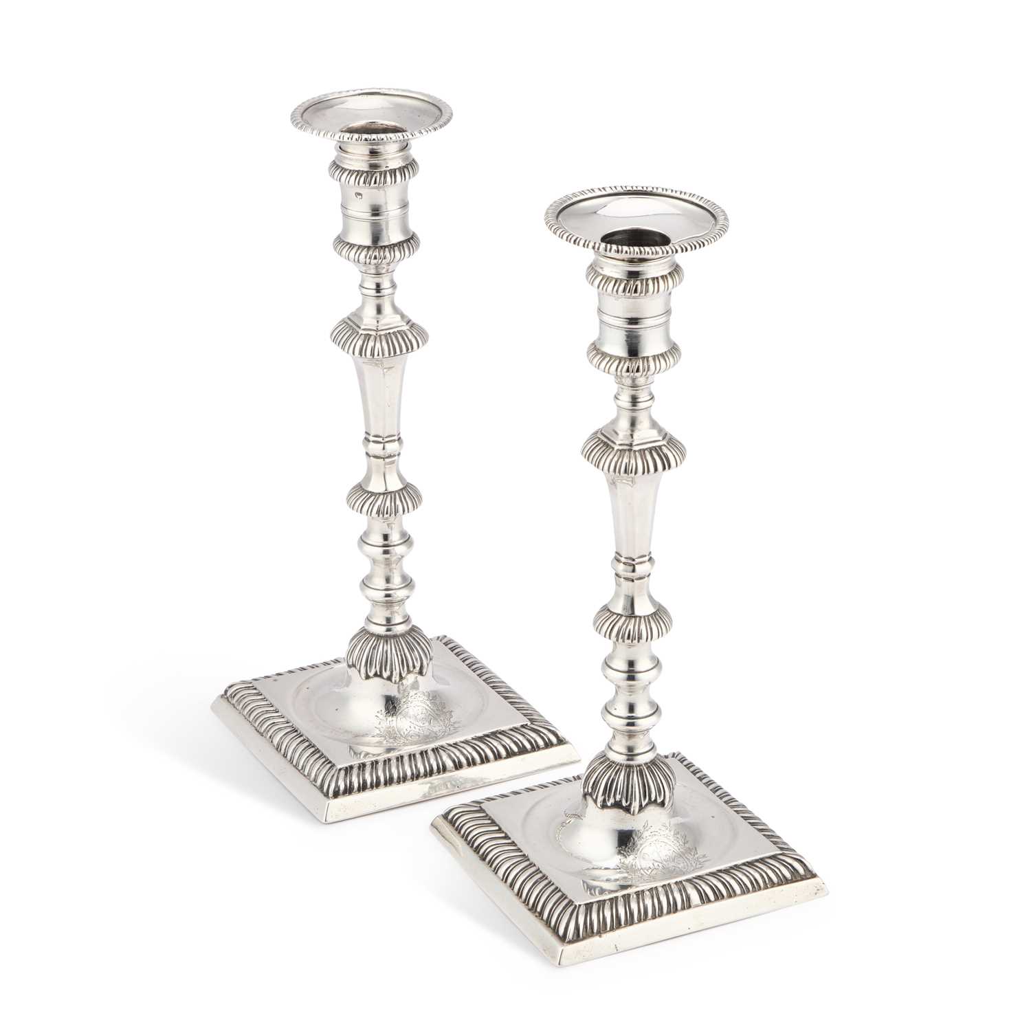 Lot 779 - A PAIR OF GEORGE III SILVER CANDLESTICKS