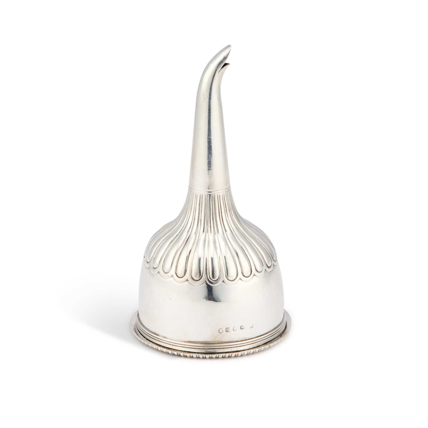 Lot 751 - A GEORGE III SILVER WINE FUNNEL