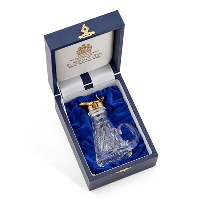 Lot 599 - AN ELIZABETH II SILVER-GILT MOUNTED CUT-GLASS WHISKY NOGGIN