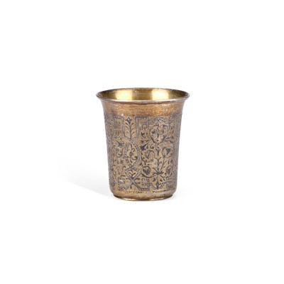 Lot 543 - A 19TH CENTURY RUSSIAN SILVER-GILT AND NIELLO BEAKER